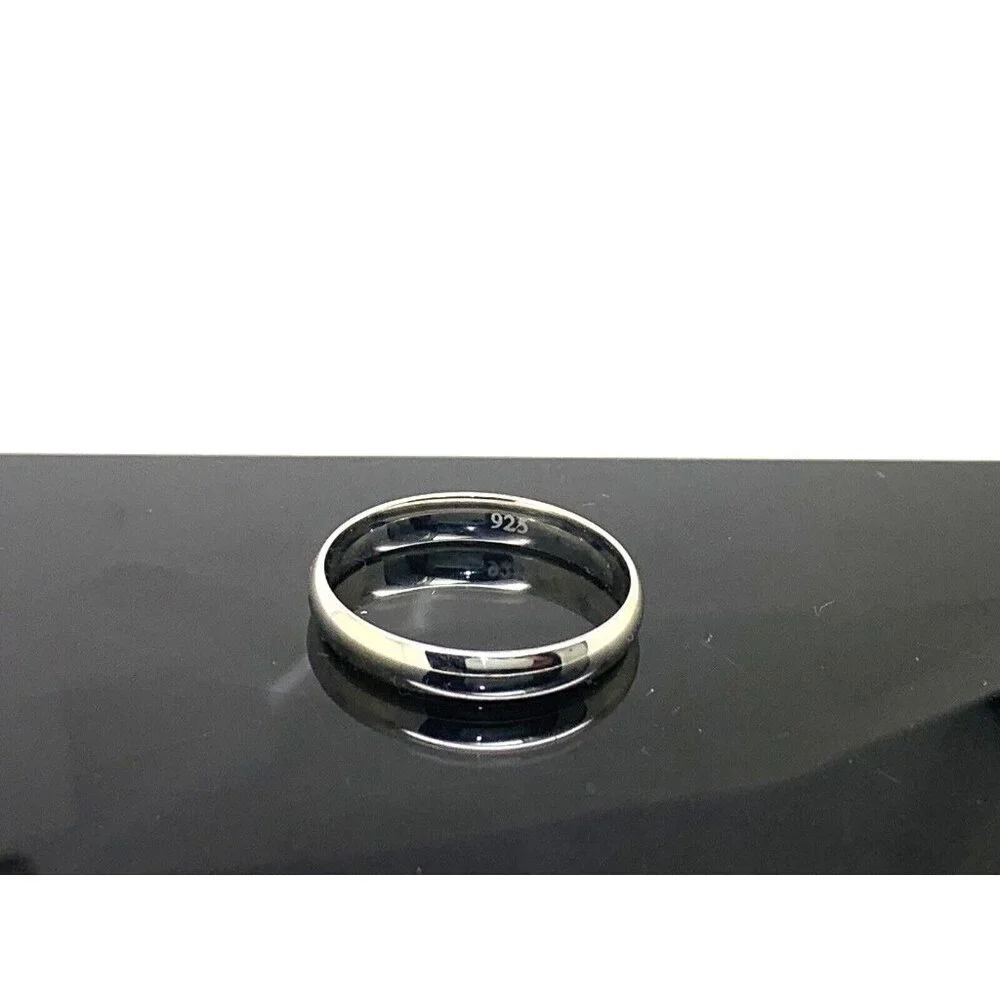 Wedding Band Sterling Silver .925 4mm Wide Plain Men's Ring Size 11.5